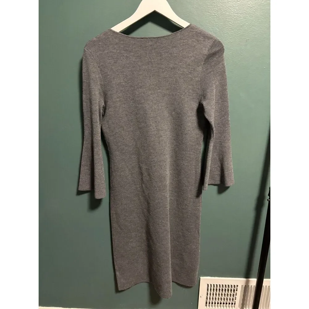 Talbots Dress Womens Size Small Gray Pure Merino Wool Long Sleeve